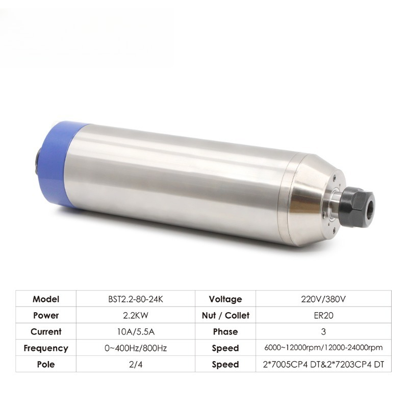 2.2kw ER20 D80 12000rpm/24000r - 2.2Kw Water Cooled Spindle Kit Vfd 评论和价格
