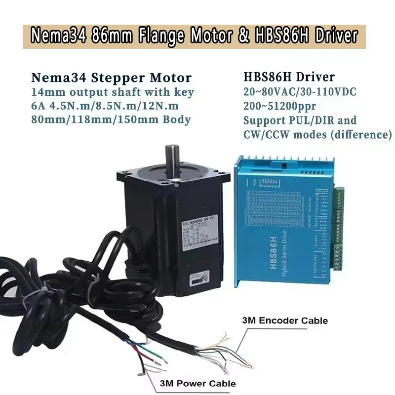 Nema34 86mm Closed Loop Steppe - Hybrid Servo Driver Nema 34 8.5Nm 评论和价格
