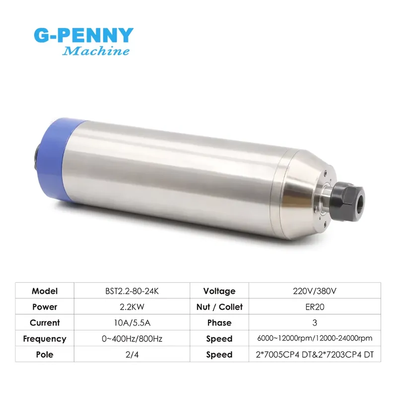 G-Penny 2.2kw ER20 D80 12000rp - 2.2Kw Water Cooled Spindle Kit Vfd 评论和价格