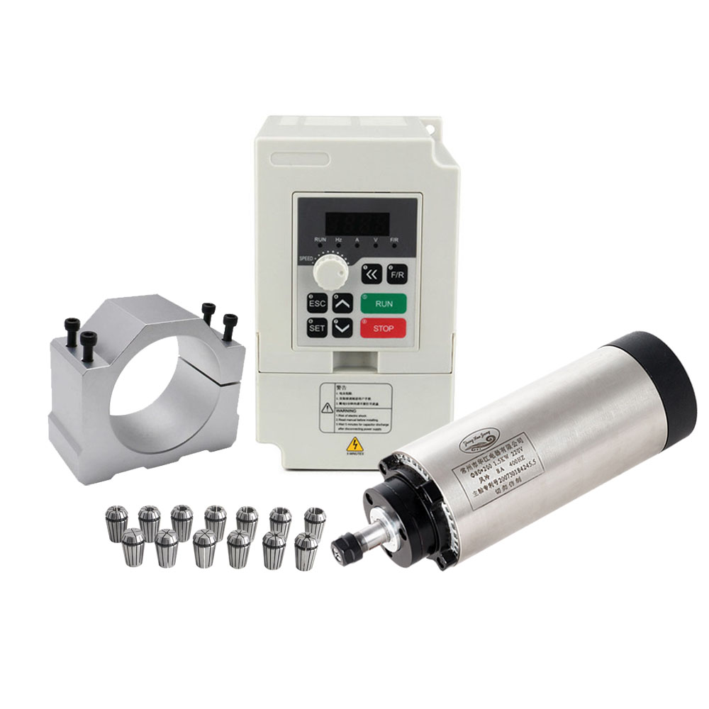 CNC Spindle Motor Kit 80MM 1.5 - Air Cooled 1.5Kw Spindle Motor Inverter 110V 评论和价格